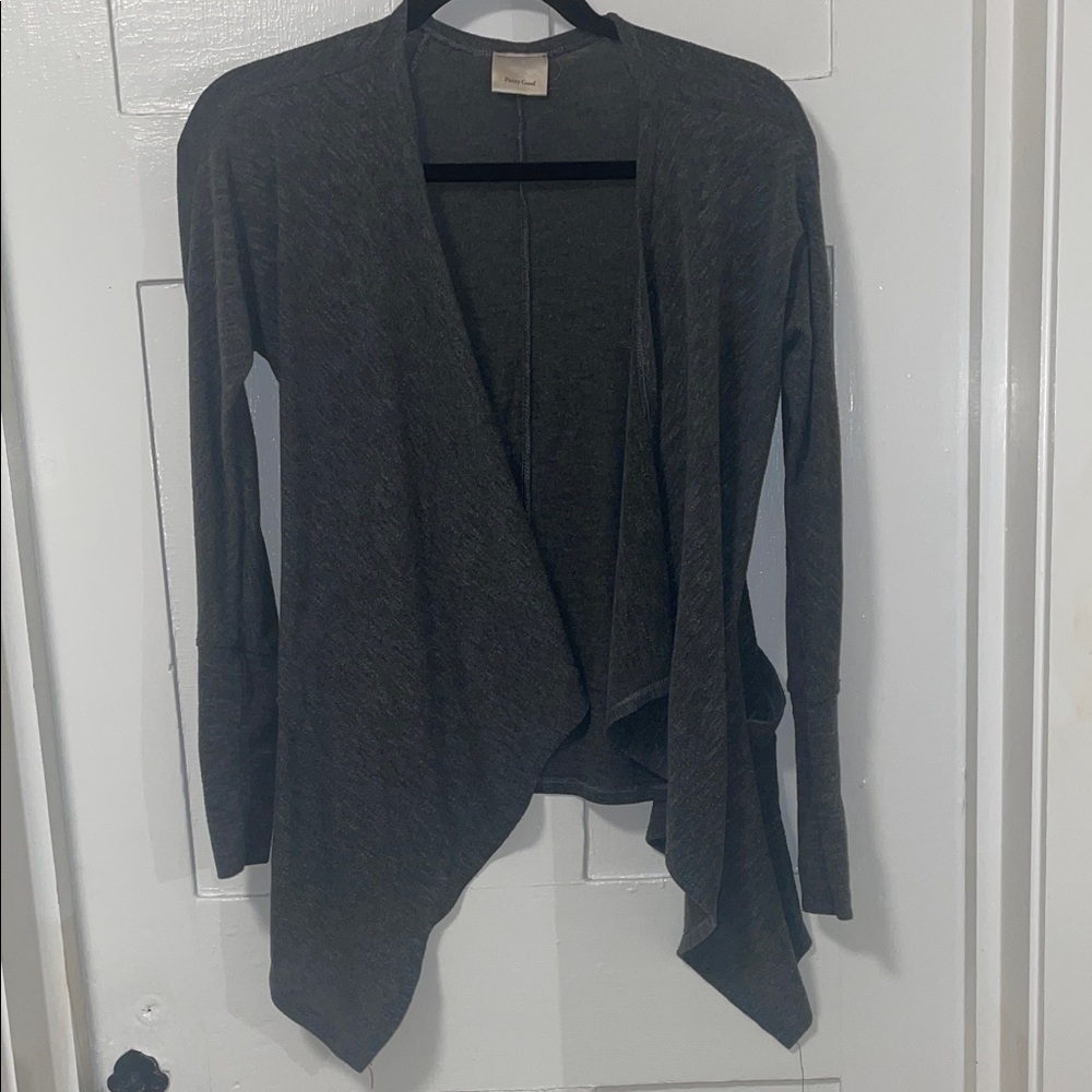 Pretty Good Charcoal Open Front Cardigan with Pockets